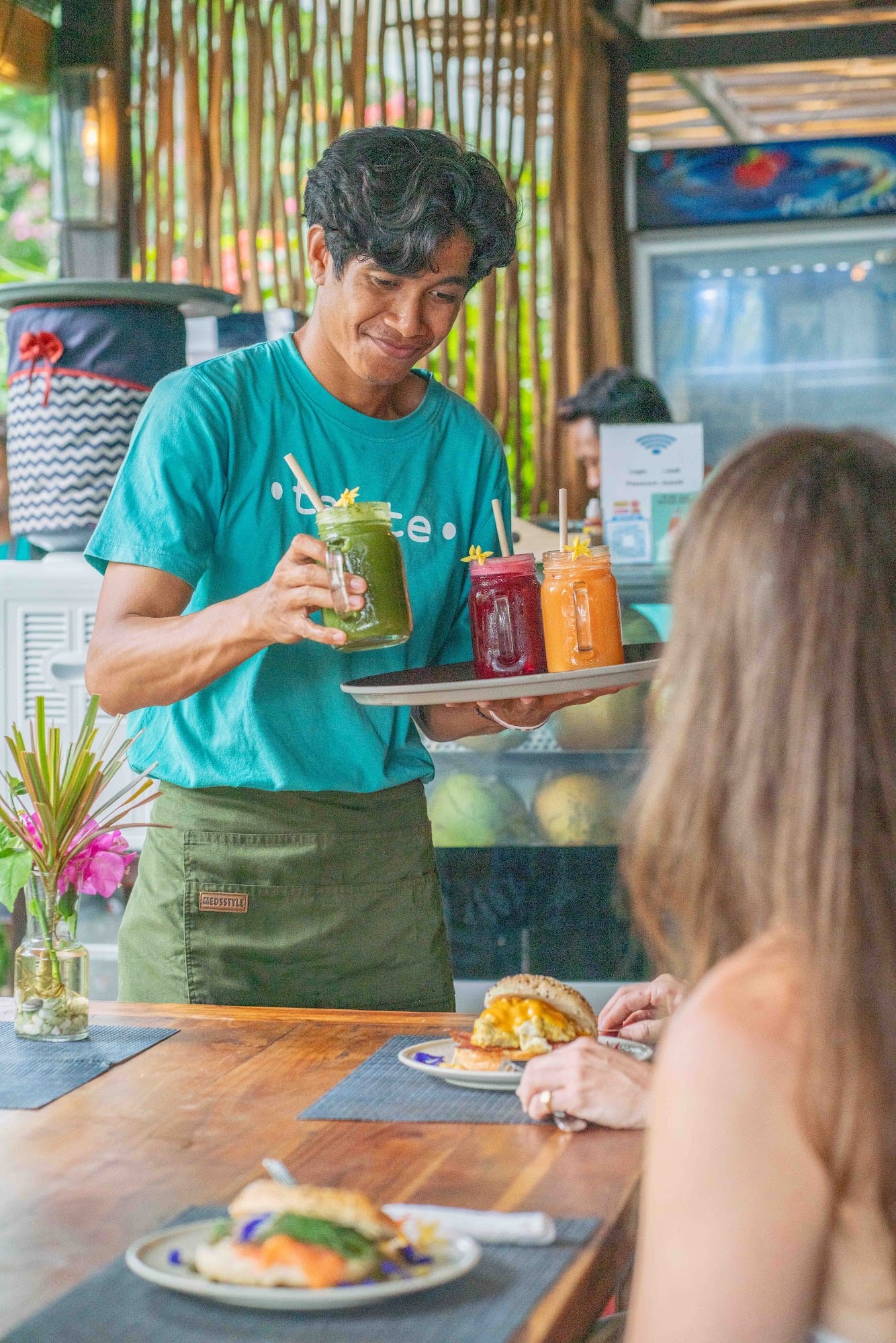 Picture this: a refreshing iced latte and vibrant smoothie on a sun-k…