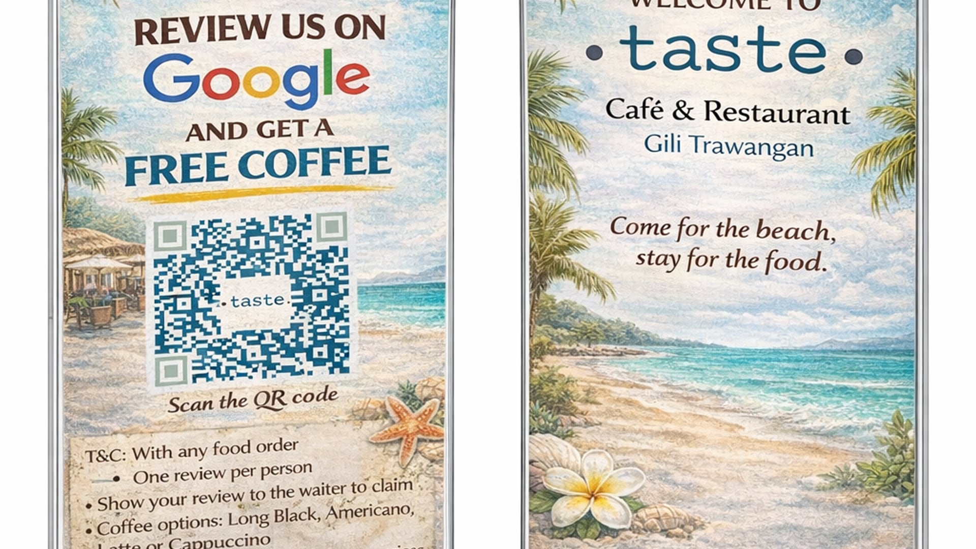 Free Coffee for a Google Review Loved your time at Taste Café & Resta…